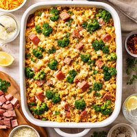 Leftover Ham with Pasta and Broccoli Casserole
