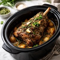 Leg of Lamb in the Slow Cooker with Garlic and Rosemary