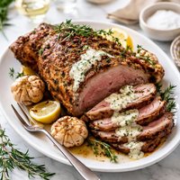 Leg of Lamb with Garlic Sauce