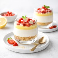 Lemon and White Chocolate Mousse Parfaits with Strawberries
