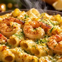 Lemon Baked Pasta with Shrimp Gruyere and Dill