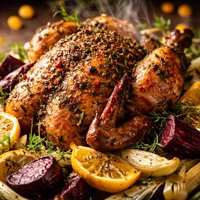 Lemon Beet and Fennel Roast Chicken