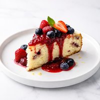 Lemon Berry Ricotta Cake with Mixed Berry Sauce