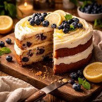 Lemon Blueberry Cake with White Chocolate Frosting