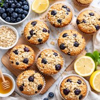 Lemon Blueberry Oatmeal Muffins
