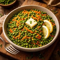 Lemon Butter Peas with Shredded Carrots