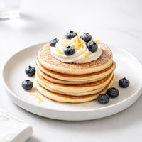 Lemon Buttercream Pancakes with Blueberries