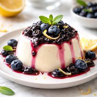 Lemon Buttermilk Panna Cotta with Blueberry Sauce