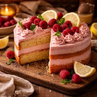 Lemon Cake with Raspberry Mousse