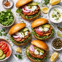 Lemon Chicken Burgers with Yogurt Dressing
