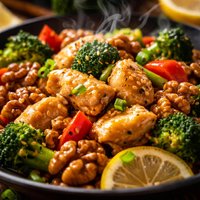 Lemon Chicken Stir Fry with Walnuts