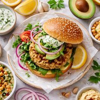 Lemon Chickpea Quinoa Burger