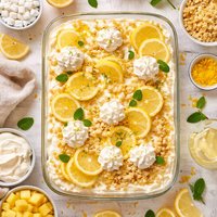 Lemon Chiffon Dessert with Rice Krispies