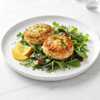 Lemon Crab Cakes Over Greens