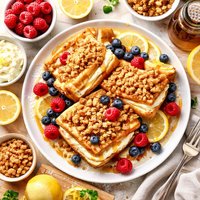 Lemon Cream Stuffed French Toast with Streusel Topper and Fresh