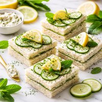 Lemon Cucumber Tea Sandwiches with Minty Mayonnaise or Hummus