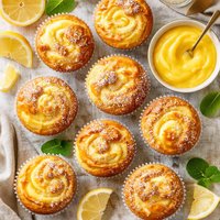 Lemon Curd Marbled Muffins