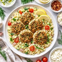 Lemon Dill Chicken Patties with Orzo