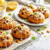 Lemon Frosted Golden Raisin Buns
