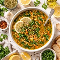 Lemon Garlic Lentil Soup