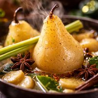 Lemon Grass Spiced Poached Pears