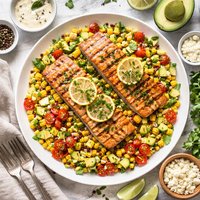 Lemon Grilled Salmon with Corn Salad