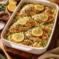 Lemon Herb Chicken Rice Bake