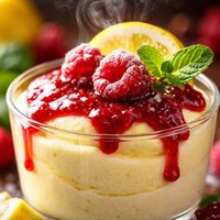 Lemon Mousse with Raspberry Sauce