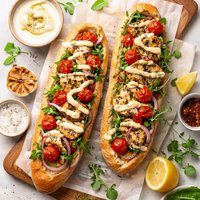 Lemon Oregano Chicken Baguette with Roast Garlic Mayonnaise