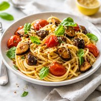 Lemon Pasta with Eggplant and Tomato
