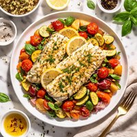 Lemon Pepper Cod with Vegetable Medley