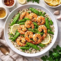 Lemon Pepper Shrimp with Snow Peas and Wild Rice