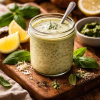 Lemon Pesto Buttermilk Salad Dressing