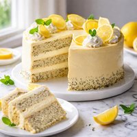 Lemon Poppy Seed Cake with Lemon Mousse Filling