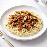 Lemon Risotto with Bacon Mushroom