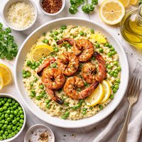 Lemon Risotto with Grilled Tiger Shrimp