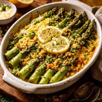 Lemon Roasted Asparagus Gratin
