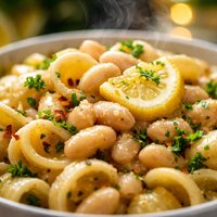 Lemon Sauce with Navy Beans and Pasta