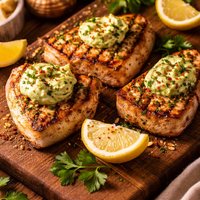 Lemon Soy Swordfish with Avocado Butter