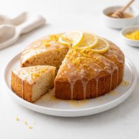 Lemon Tea Cake with Honey Glaze Low Fat and Whole Wheat