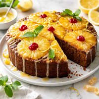 Lemony Glazed Pineapple Upside Down Gingerbread