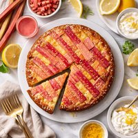Lemony Rhubarb Upside Down Cake