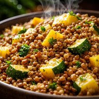 Lentil and Bulgur Pilaf with Green and Yellow Squash