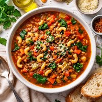 Lentil and Macaroni Soup