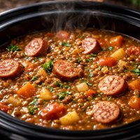 Lentil Frankfurter Soup in Crock Pot