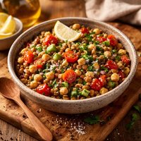 Lentil Garbanzo and Tomato Salad