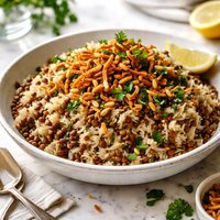 Lentil Rice Dish Mujadarah Arabic Dish