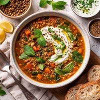 Lentil Soup with Caraway and Minted Yoghurt