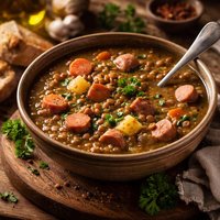 Lentil Soup with Frankfurters
