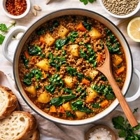 Lentil Stew with Spinach and Potatoes